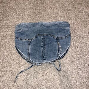 Fashion Nova Blue Denim Corset Top